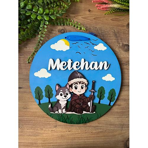 Yavru Kurt Temal� 38 cm Ah�ap Kap� S�s�