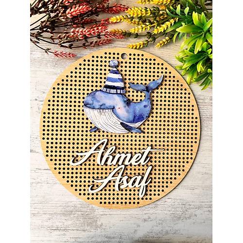 30 cm  Delikli Ah�ap Kap� S�s�-Kabartma Desen-Balina