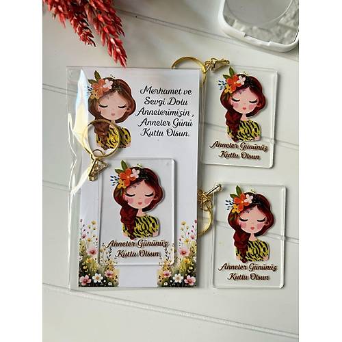 Anneler G�n�  5x7 cm Pleksi Anahtarl�k