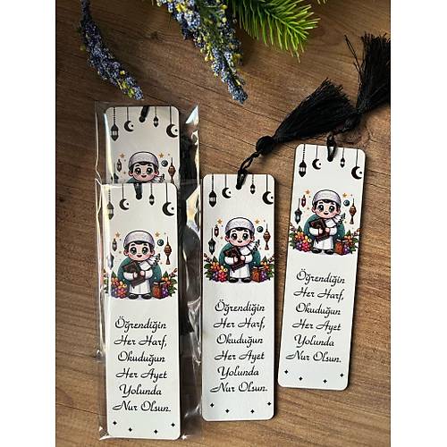 5x17 cm Ah�ap Kitap Ayra�lar� -Kuran Okuyorum Temal�