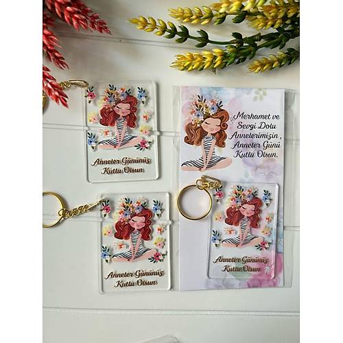 Anneler G�n�  5x7 cm Pleksi Anahtarl�k