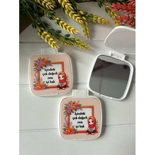 Kuran Okuyorum -Tesett�rl� �irin K�z Temal� Kare Pleksi Ayna