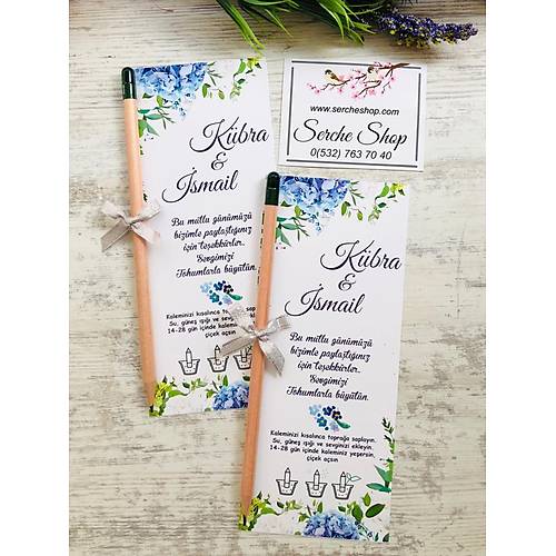 Mavi �i�ek Temal� Tohumlu Kalem