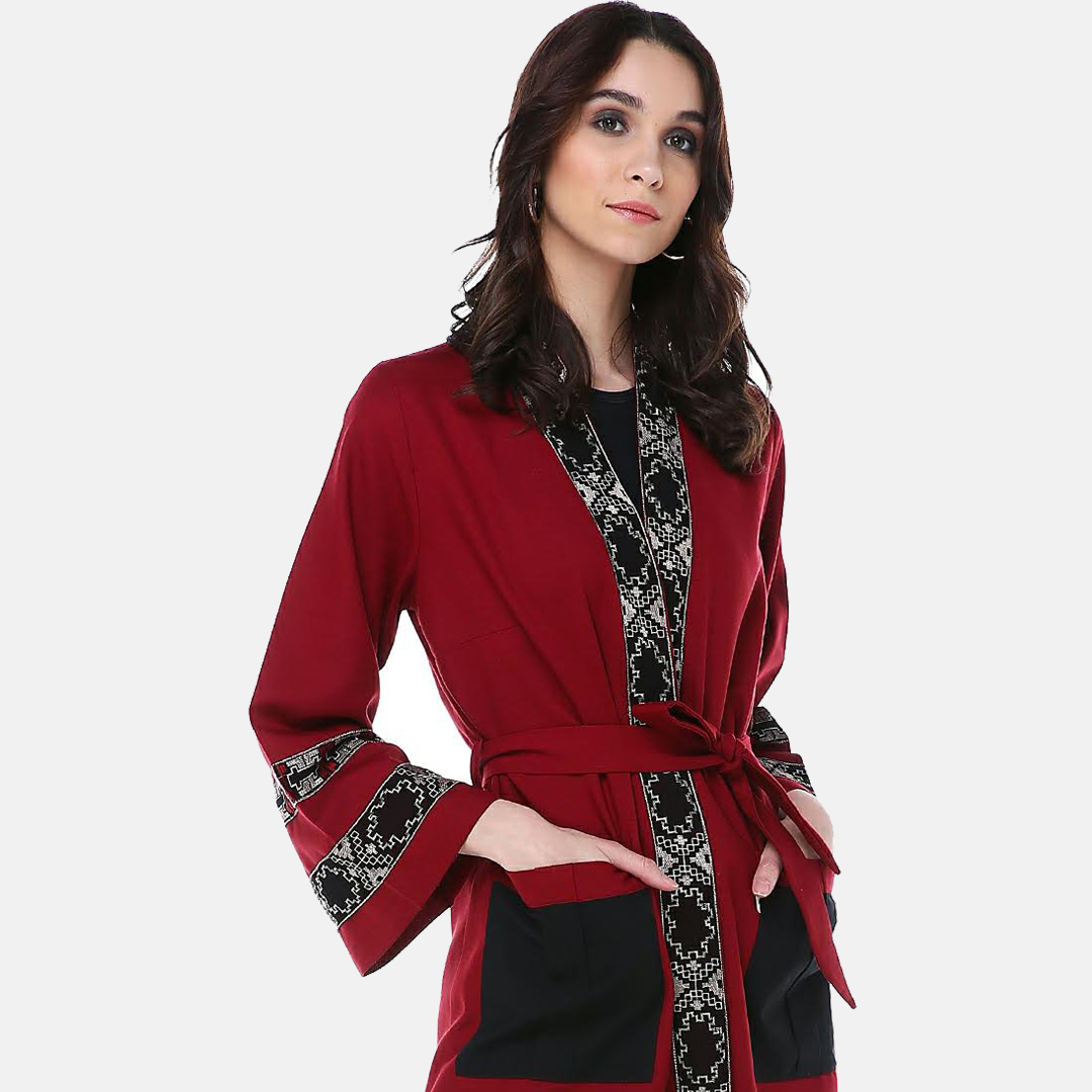 Patchwork Yazlık  Uzun Kimano  Elbise , Aksesuar Detaylı