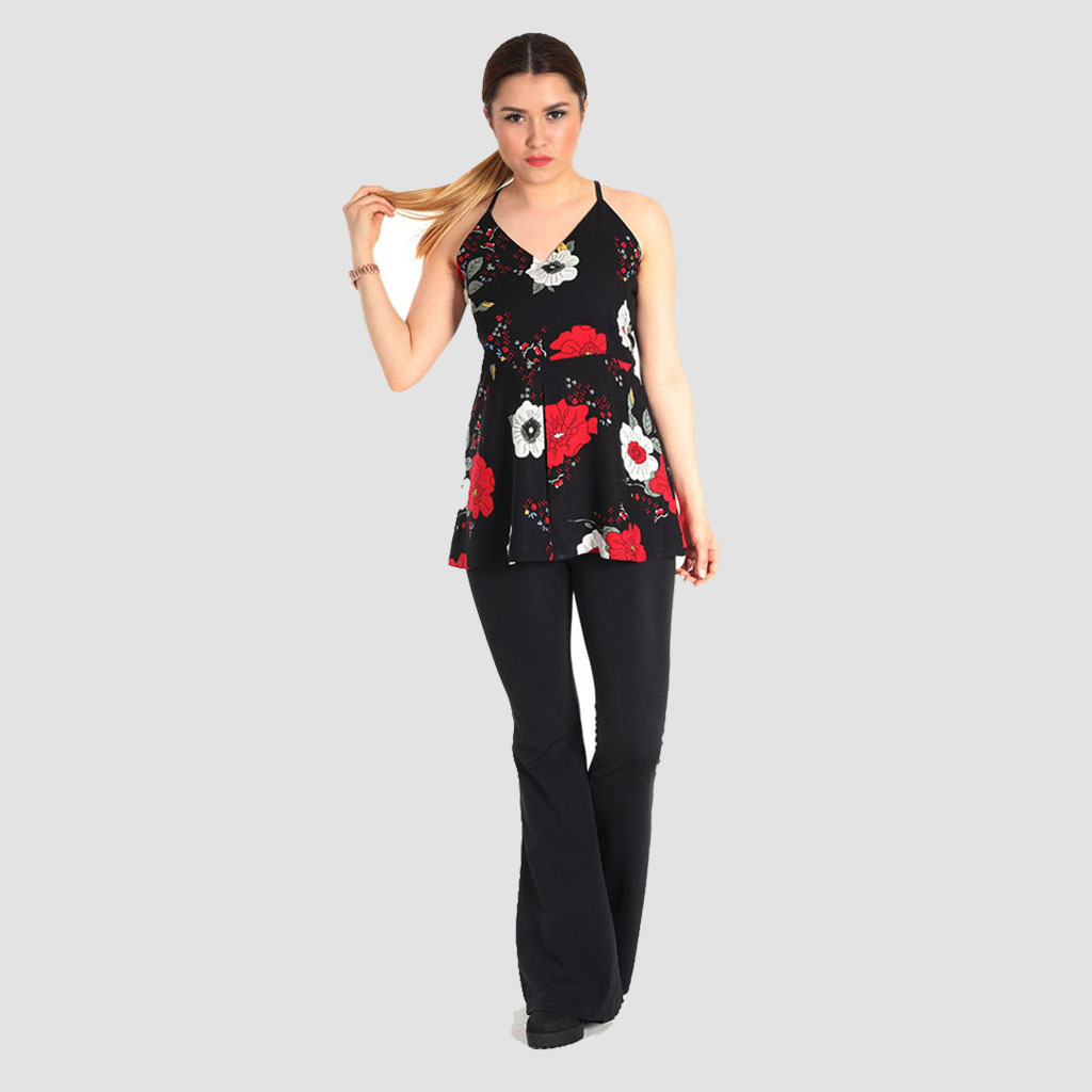 Çapraz Askılı Viskon Bluz %100 Pamuklu Kumaştan