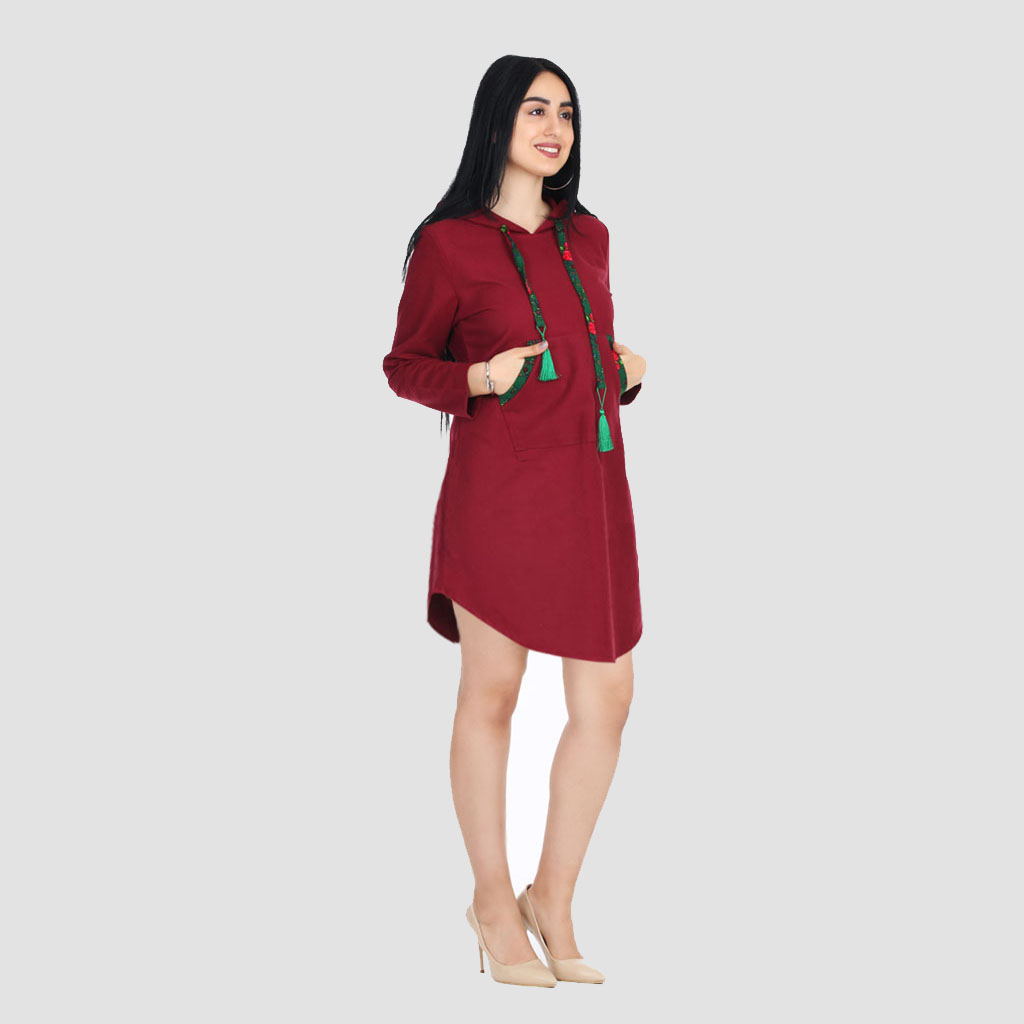 Kendine Özgü Kapşonlu Spor Mevsimlik  Elbise Pazen Sweat