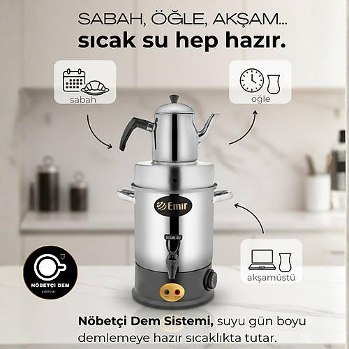 Elektrikli �ay Makinesi �ay Kazan� 80 Bardak | Emir N�bet�i Dem Sistemli �ay Otomat�