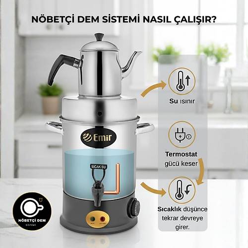 Elektrikli �ay Makinesi �ay Kazan� 60 Bardak | Emir N�bet�i Dem Sistemli �ay Otomat�