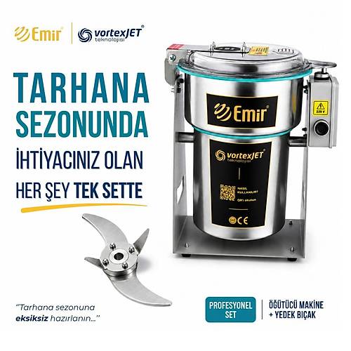 EM�R VORTEXJET TARHANA ���T�C� | ELEKTR�KL� KURU GIDA DE��RMEN MAK�NES� 1500 GR 28.000 DEV�R � PROFESYONEL TARHANA SET� (OR�J�NAL YEDEK BI�AK DAH�L)