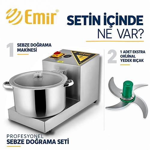 EM�R PROFESYONEL SEBZE DO�RAMA SET� 13 L�TRE 4 BI�AKLI | SO�AN DO�RAMA LAHMACUN ��� HAZIRLAMA MAK�NES� + OR�J�NAL 4'L� YEDEK BI�AK