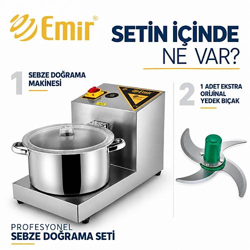 EM�R PROFESYONEL SEBZE DO�RAMA SET� 7 L�TRE 4 BI�AKLI | SO�AN DO�RAMA VE LAHMACUN ��� HAZIRLAMA MAK�NES� + OR�J�NAL YEDEK BI�AK