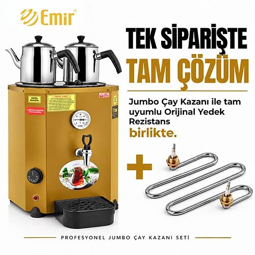 EM�R PROFESYONEL JUMBO �AY KAZANI SET� 23 LT 2 DEML�KL� + OR�J�NAL YEDEK REZ�STANS � SARI