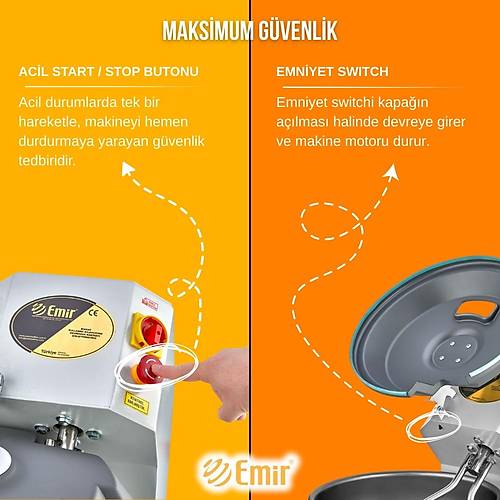 Emir 10 kg Hamur Yourma Makinesi  Ev Tipi Profesyonel Ekmek ve Pizza Yourma Robotu, Gvenlik Kapakl, ocuk Dostu Tasarm