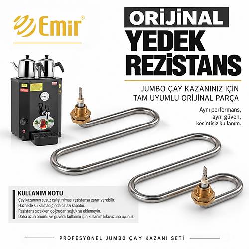 EM�R PROFESYONEL JUMBO �AY KAZANI SET� 23 LT 2 DEML�KL� + OR�J�NAL YEDEK REZ�STANS � S�YAH