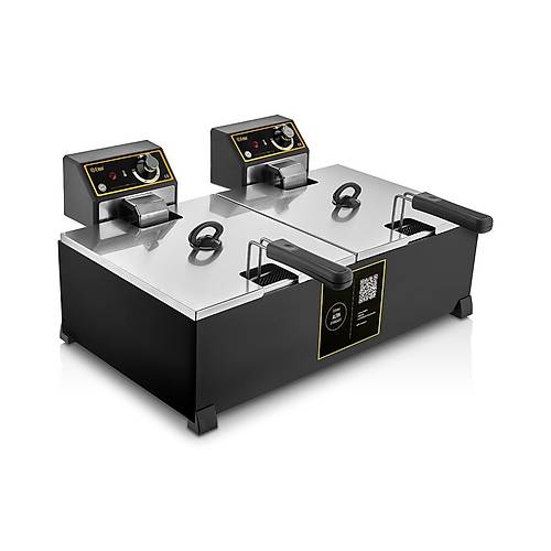 Emir Black Gold Seri 8+8 Litre End�striyel Frit�z � Piano Black � Profesyonel Kullan�m