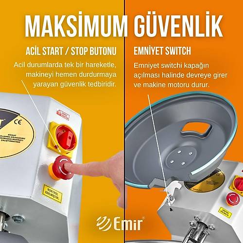 Emir 10 kg Hamur Yo�urma Makinesi � Ev Tipi Profesyonel Ekmek ve Pizza Yo�urma Robotu, G�venlik Kapakl�, �ocuk Dostu Tasar�m