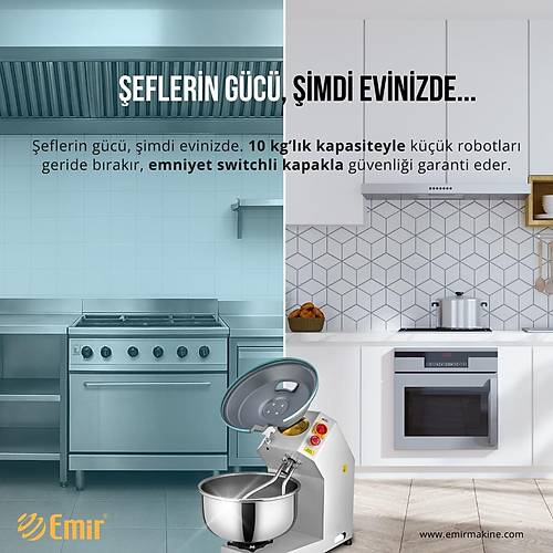 Emir 10 kg Hamur Yourma Makinesi  Ev Tipi Profesyonel Ekmek ve Pizza Yourma Robotu, Gvenlik Kapakl, ocuk Dostu Tasarm