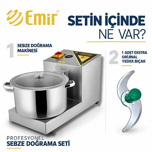 EM�R PROFESYONEL SEBZE DO�RAMA SET� 13 L�TRE 2 BI�AKLI | B�Y�K BOY SO�AN DO�RAMA MAK�NES� + OR�J�NAL 2'L� YEDEK BI�AK