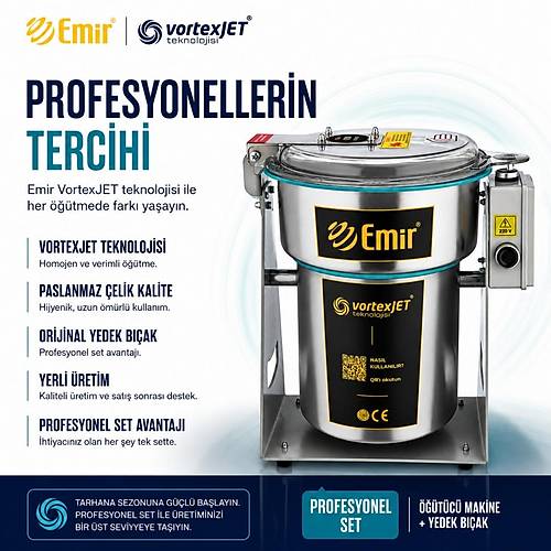 EM�R VORTEXJET TARHANA ���T�C� | ELEKTR�KL� KURU GIDA DE��RMEN MAK�NES� 1500 GR 28.000 DEV�R � PROFESYONEL TARHANA SET� (OR�J�NAL YEDEK BI�AK DAH�L)