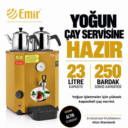 EM�R PROFESYONEL JUMBO �AY KAZANI SET� 23 LT 2 DEML�KL� + OR�J�NAL YEDEK REZ�STANS � SARI