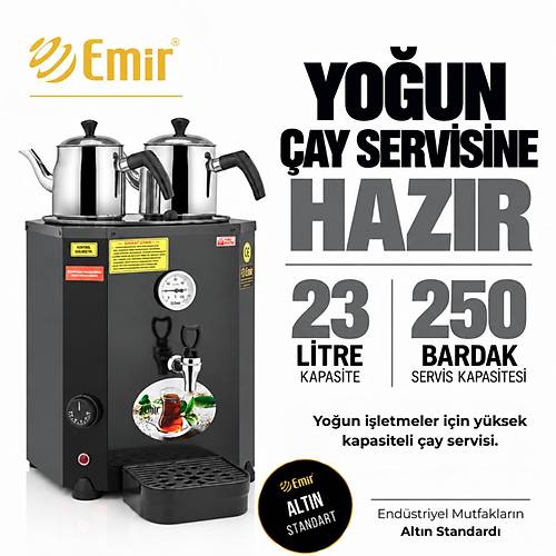 EM�R PROFESYONEL JUMBO �AY KAZANI SET� 23 LT 2 DEML�KL� + OR�J�NAL YEDEK REZ�STANS � S�YAH