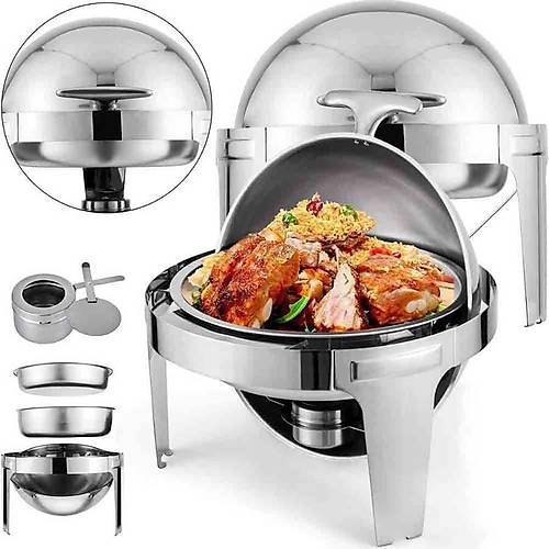 CHAFING DISH ROLL TOP YUVARLAK 6 L REO