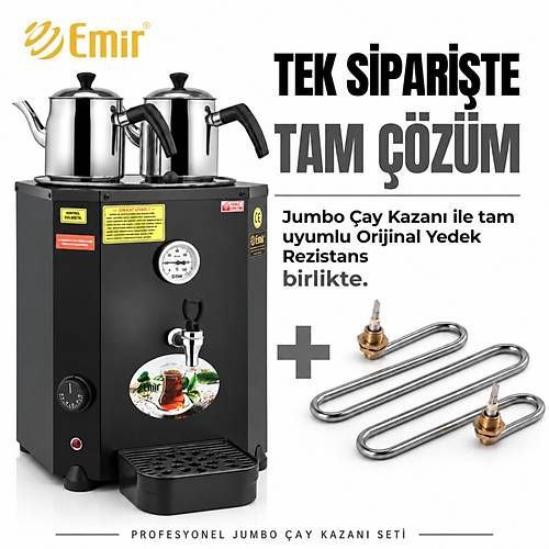EM�R PROFESYONEL JUMBO �AY KAZANI SET� 23 LT 2 DEML�KL� + OR�J�NAL YEDEK REZ�STANS � S�YAH