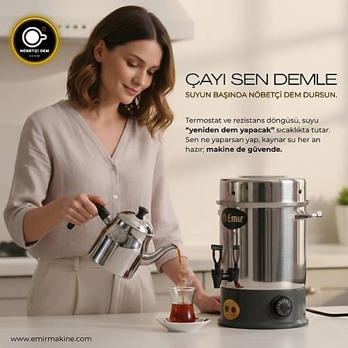 Elektrikli �ay Makinesi �ay Kazan� 80 Bardak | Emir N�bet�i Dem Sistemli �ay Otomat�