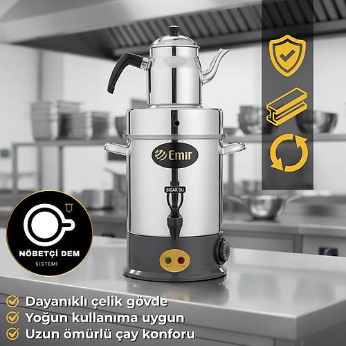 Elektrikli �ay Makinesi �ay Kazan� 70 Bardak | Emir N�bet�i Dem Sistemli �ay Otomat�