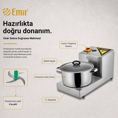 Emir 4 B��akl� Humus Yapma Humus Haz�rlama Makinas� Nohut Ezme Makinas� 7 Litre