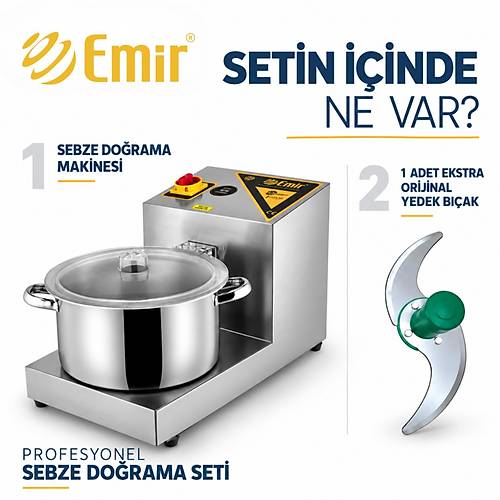 EM�R PROFESYONEL SEBZE DO�RAMA SET� 7 L�TRE 2 BI�AKLI | SO�AN DO�RAMA VE LAHMACUN ��� HAZIRLAMA MAK�NES� + OR�J�NAL YEDEK BI�AK