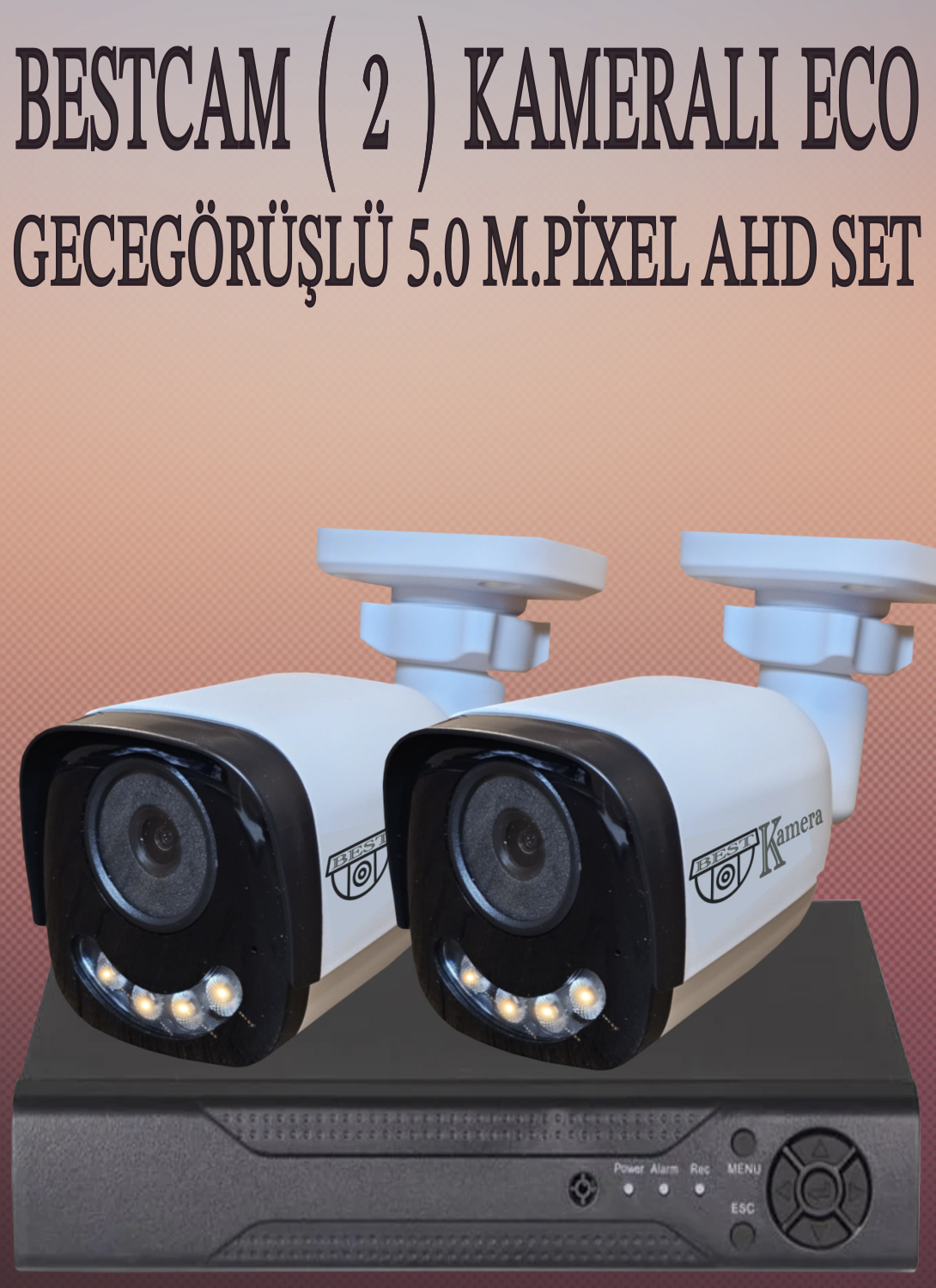 Bestcam (2) Kameralı Eco Set 5 Mega Piksel Sony Lensli Full HD Gece Görüşlü Güvenlik Kamerası Sistemi