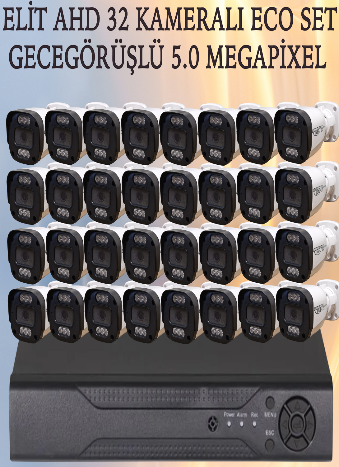 Elit (32) Kameralı Eco Set 5 Mega Piksel Sony Lensli Full HD Gece Görüşlü Güvenlik Kamerası Sistemi