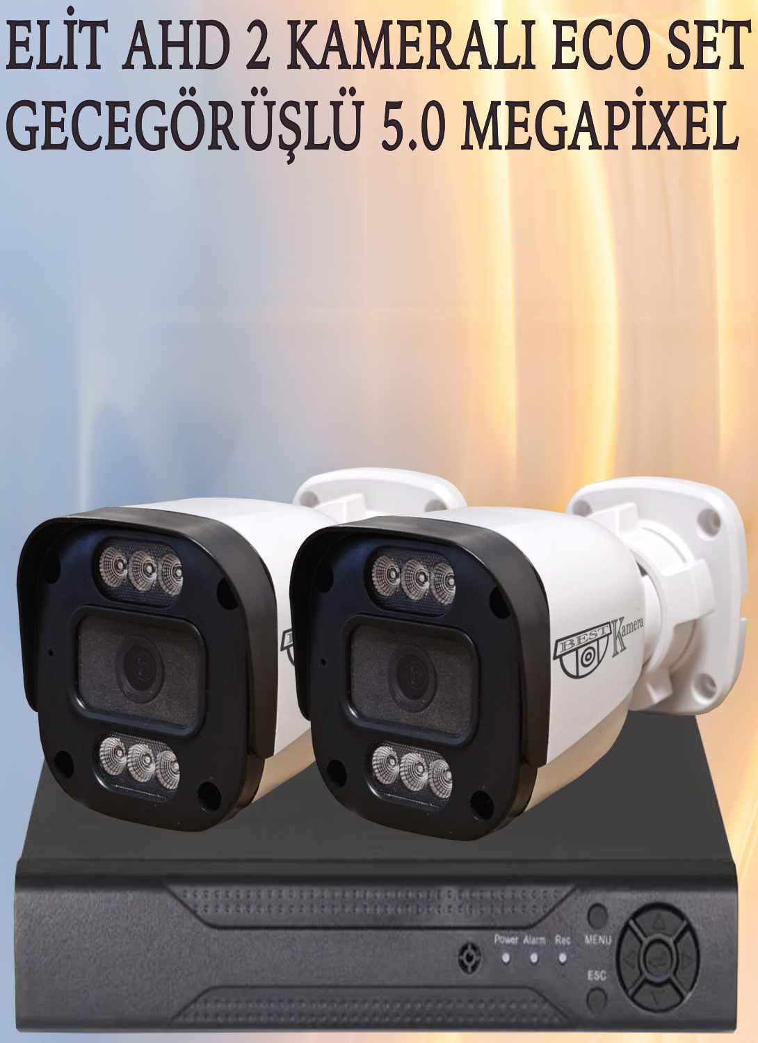 Elit (2) Kameralı Eco Set 5 Mega Piksel Sony Lensli Full HD Gece Görüşlü Güvenlik Kamerası Sistemi
