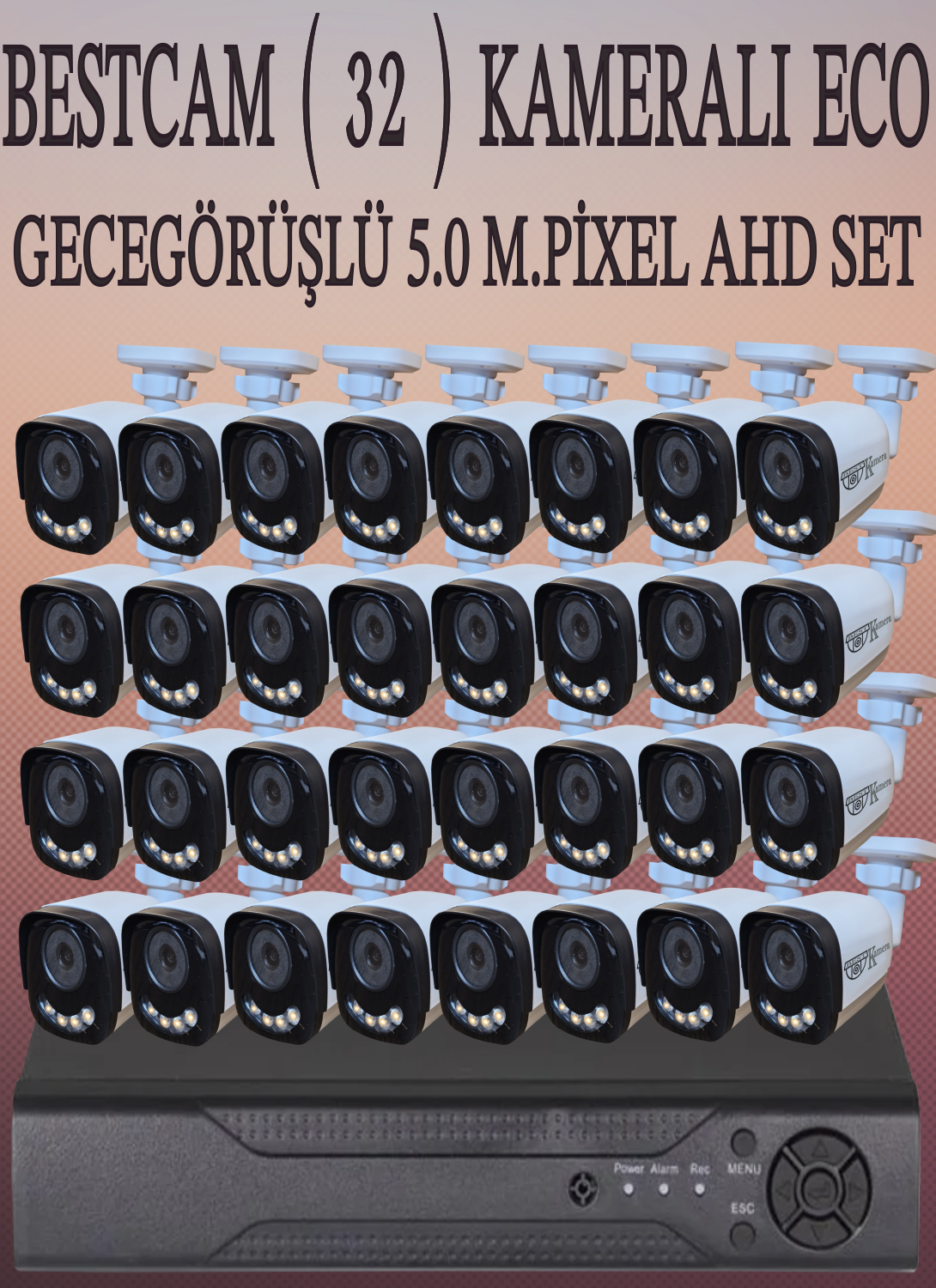 Bestcam (32) Kameralı Eco Set 5 Mega Piksel Sony Lensli Full HD Gece Görüşlü Güvenlik Kamerası Sistemi