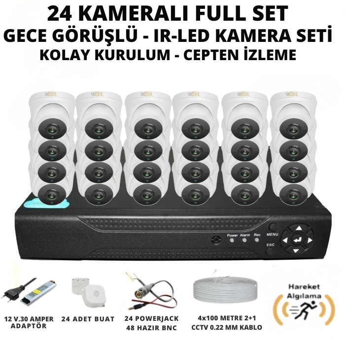 Elit 24 Kameralı İç Mekan 5 Mega Piksel Sony Lensli Full Paket Güvenlik Sistemi