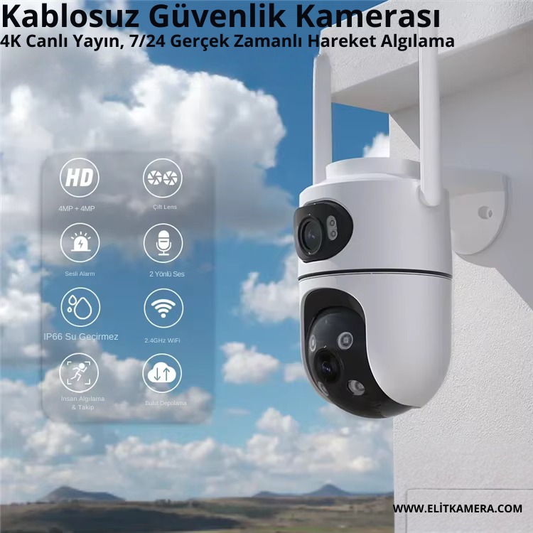 BAFF ICS-5637 2 Kameralı 4K PTZ Kontrol Sesli Gece Renkli Akıllı Wi Fi Kamera