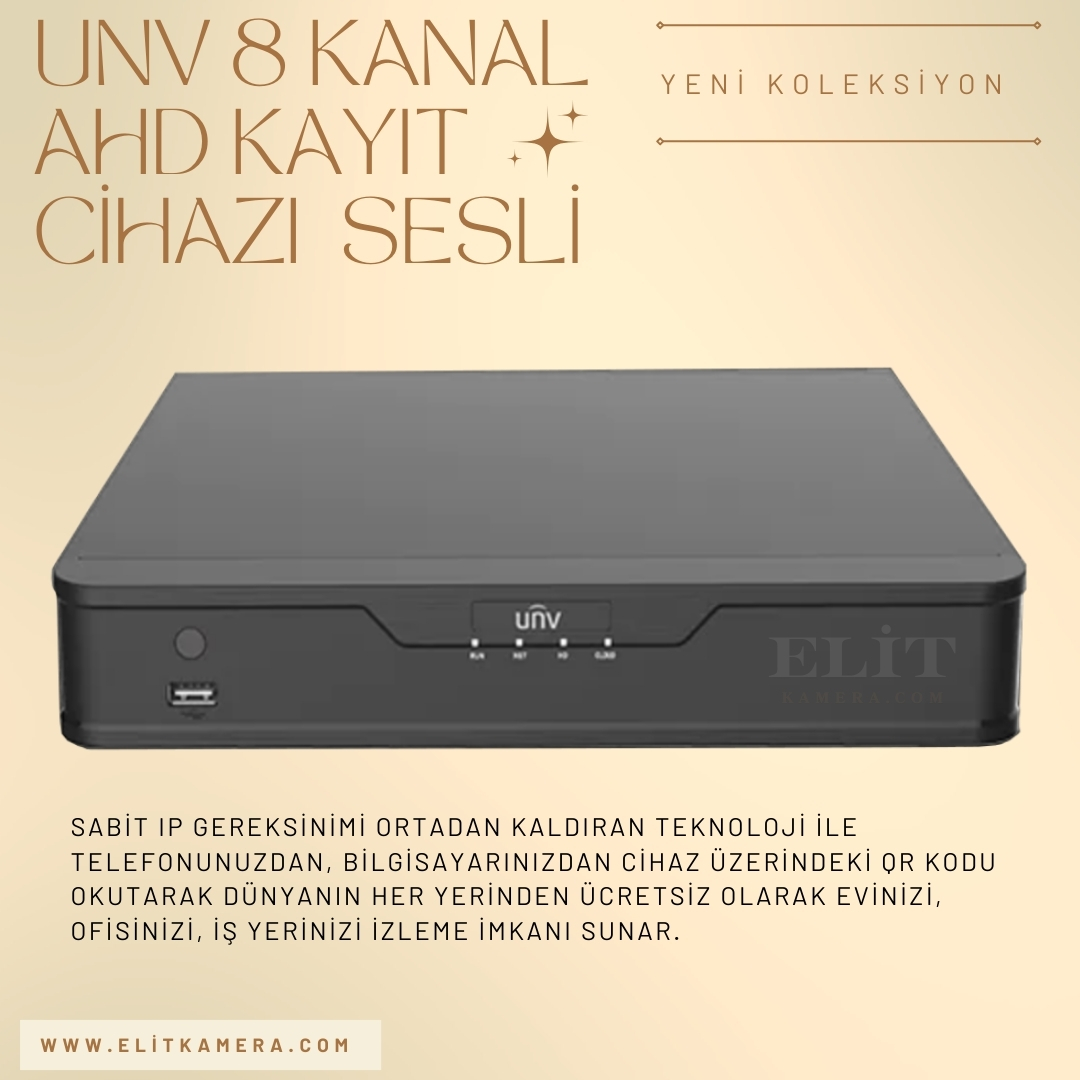 UNV XVR301-08F 8 Kanal H265 Hibrit Ahd Tvı Cvı Sesli Dvr Kayıt Cihazı
