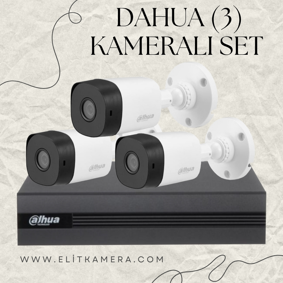 DAHUA  3 Kameralı Full Paket Güvenlik Seti Sistemi