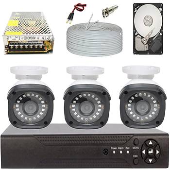 Elitcam 5.0 Megapixel Lensli ( 3 ) Kameral Full Paket Gvenlik Sistemi Hdd Dahil