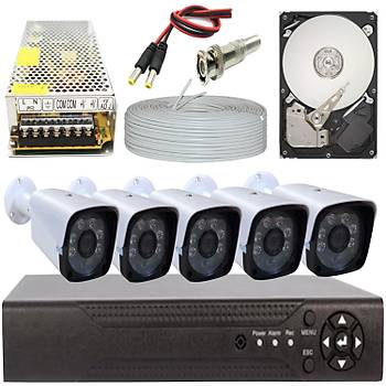 Elitcam 5.0 Megapixel Lensli ( 5 ) Kameral Full Paket Gvenlik Sistemi Hdd Dahil