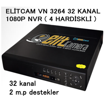 Elitcam Hd 2432 32 Kanal 5.0 M.Pixel H265  Nvr ( 2 Harddiskli )