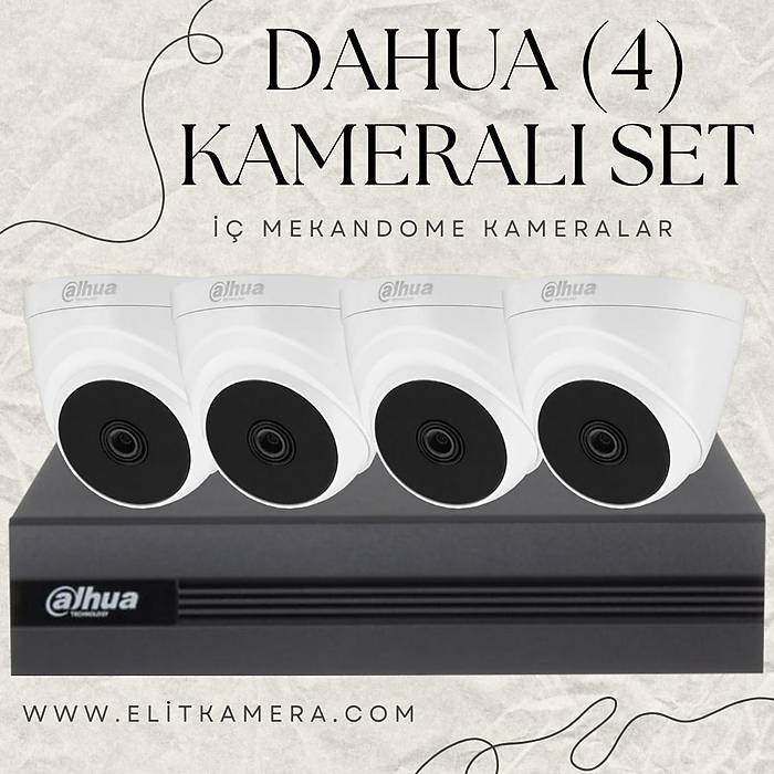 DAHUA  4 Kameral� Dome Full Paket G�venlik Seti Sistemi