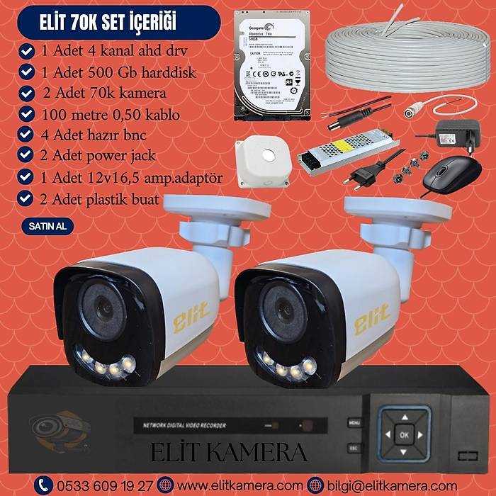 Elit Geceg�r��� Renkli 5.0 Megapixel Lensli 2 Kameral� 1080p Full Hd Set