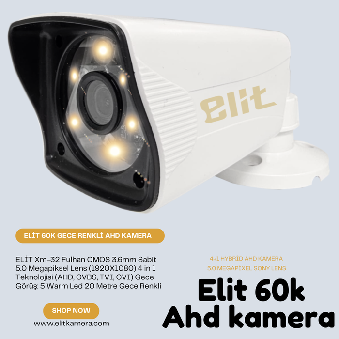 Elit 60K Ahd Warmled Gecegr Renkli kamera 5.0 m.pixel Sony Lens 1080p full hd Su geirmez