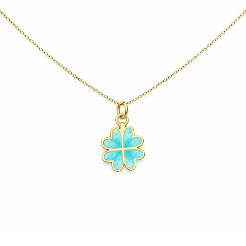 Mineli Mavi Yonca Kolye