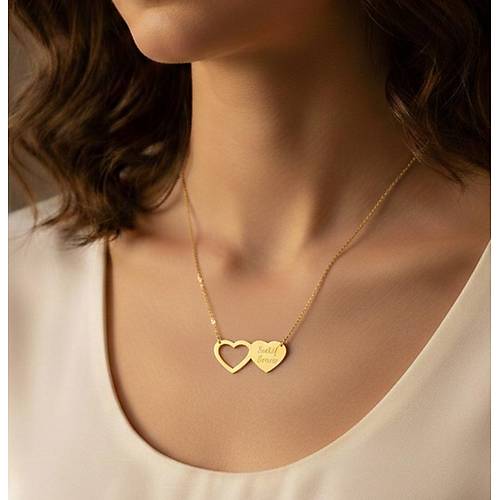 �ift Kalpli �simli Kolye