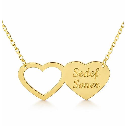 �ift Kalpli �simli Kolye