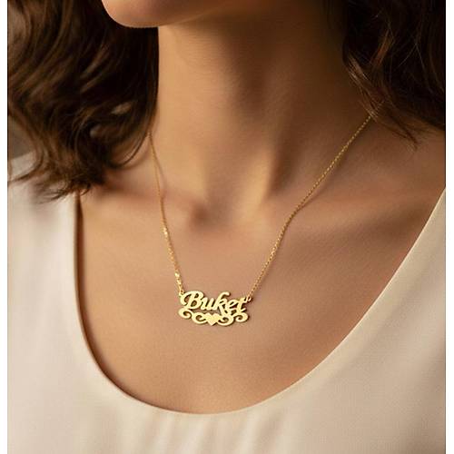 Motifli Tek �sim Kolye