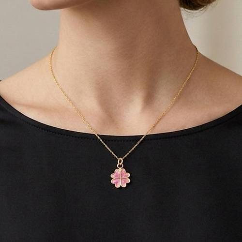 Mineli Pembe Yonca Kolye